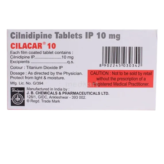 cilacar 10mg tablet 15's